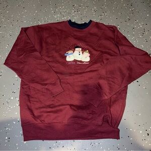 M&C Sportswear Red Vintage Snowman Sweatshirt